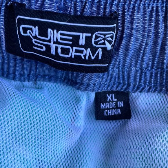 Quiet Storm Hawaiian print Green and Blue bathing suit trunks Mens XL - Picture 12 of 12